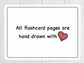 All flashcard pages are hand drawn with love