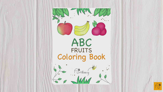 ArtBeesy ABC fruits printable coloring book for children. This coloring book features 26 fruit drawings and alphabets from A-Z.