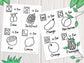 A-Z fruits flashcard coloring pages, ABC fruits drawings from I-P