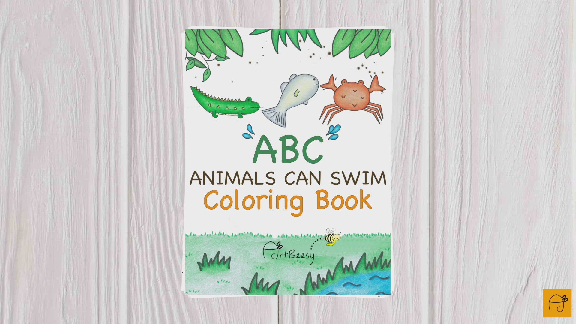 ArtBeesy printable ABC animals can swim printable coloring book for children. This coloring book features 26 animals that can swim drawings and alphabets from A-Z.