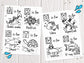 A-Z Animals Can Swim Flashcards, Colorable Edition showing flashcards Q-X