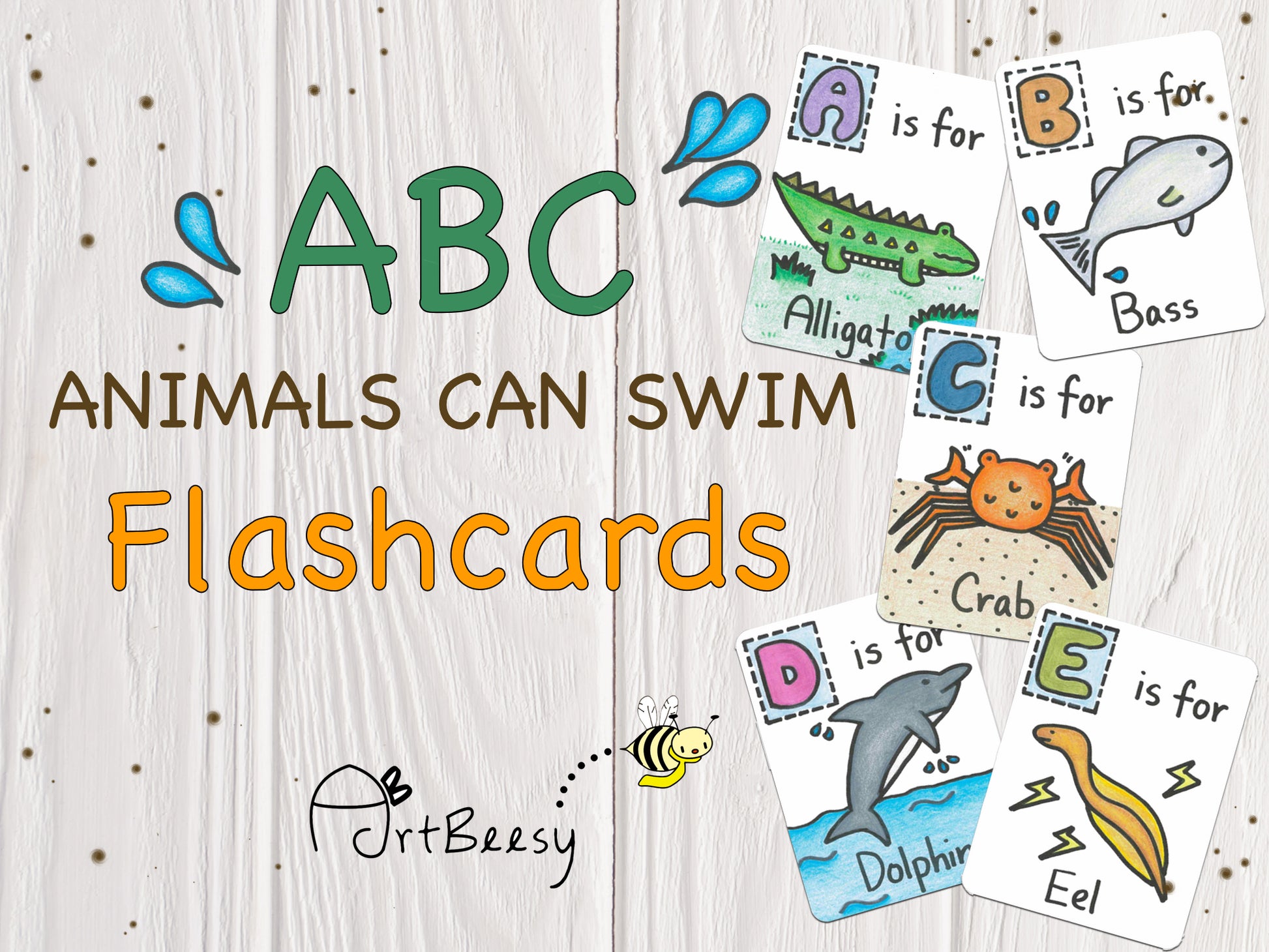 ABC Animals Can Swim Flashcards