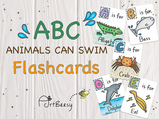 ABC Animals Can Swim Flashcards