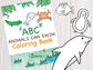 ArtBeesy ABC Animals Can Swim Printable Coloring Book with 29 pages. This is the cover page of the ABC that can swim coloring book.