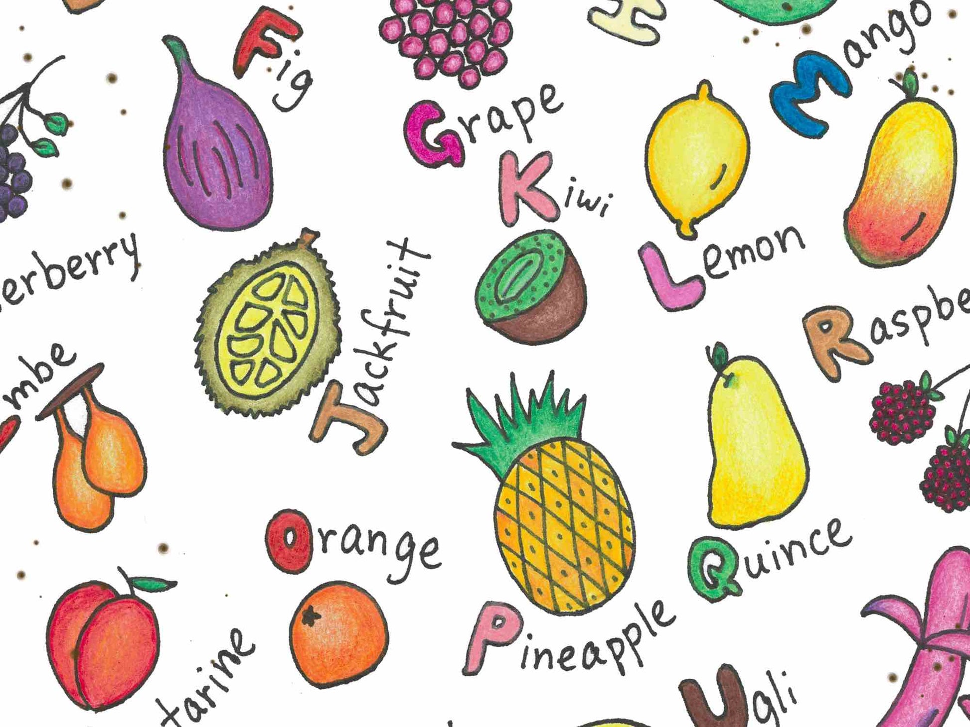 ABC Fruits Coloring Page