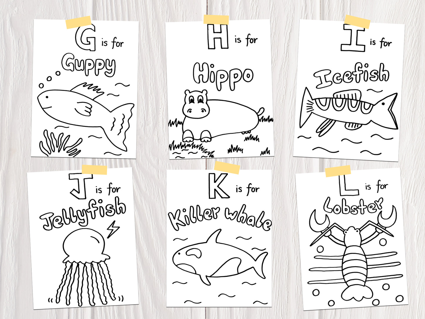 abc animals that can swim coloring page G-L