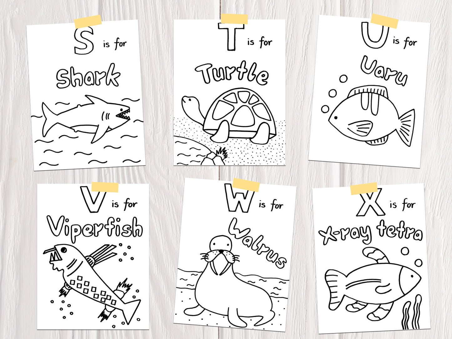 abc animals that can swim coloring page S-X