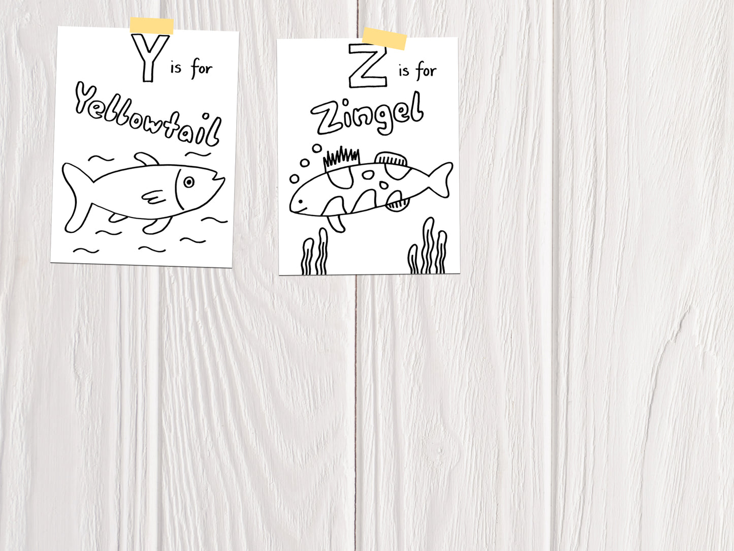 abc animals that can swim coloring page Y-Z