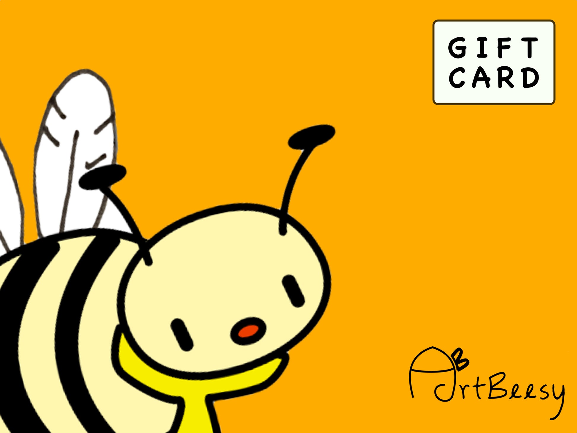 ArtBeesy gift card available for purchase in value of $10, $20, $25, $50, or $100.