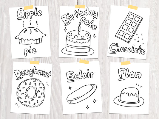 ABC Desserts Coloring Page A-F