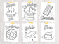 ABC Desserts Coloring Page A-F