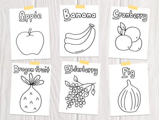 abc fruits coloring page A-F